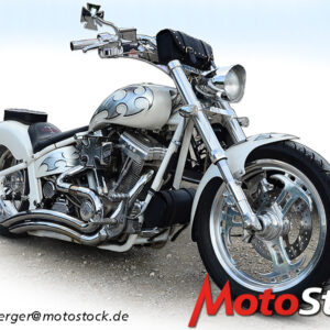 Harley White Custom Bike (9428)